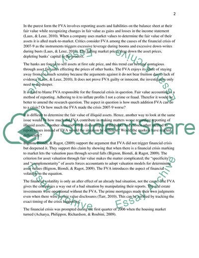 Did Fair Value Accounting Contribute to the Financial Crisis