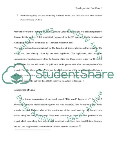 US History before 1877, Development of Erie Canal