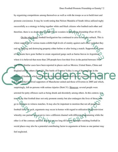 Does football promote freindship or enmity