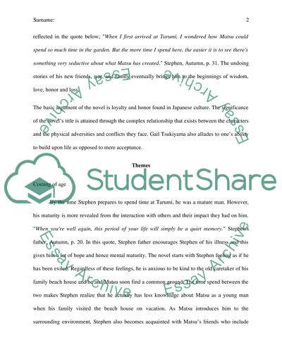 Analysis of Gail Tsukiyamas novel The Samurais Garden