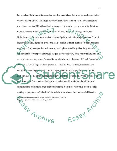 The Government of Sarbotinia in the European Union