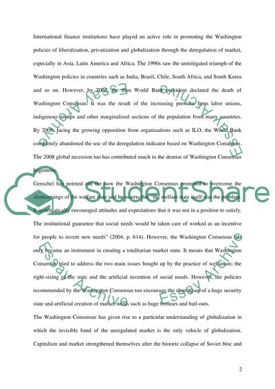 The Washington Consensus: Success or Failure