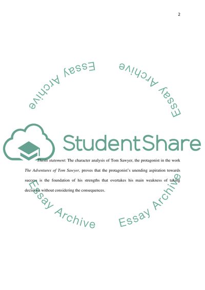 Character of Protagonist in The Adventures of Tom Sawyer