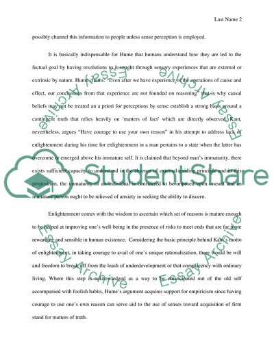 Philosophy of David Hume in response to Rene Descartes