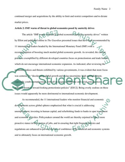 Articles summary in (international economic field)