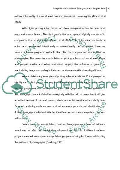 Computer Manipulation of Photographs and Peoples Trust