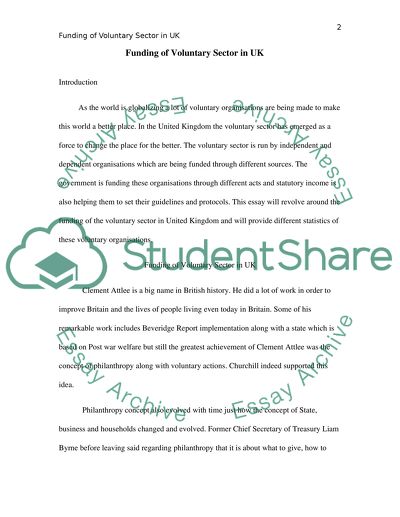 Funding of Voluntary Sector in UK