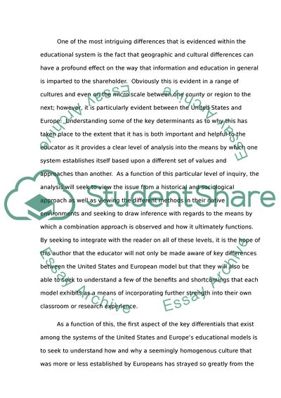 Approaches to Education: American and European Models