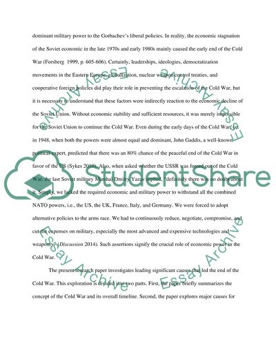 Prominent causes for the ending of the cold war