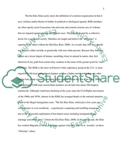 The Ku Klux Klan, Homegrown Terrorism