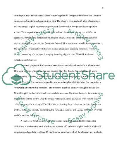 The Yale and Brown Obsessive Compulsive Scale as a Measure of OCD