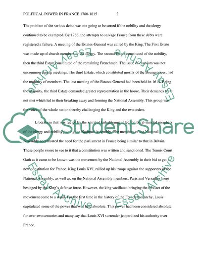 Political Power in France 1780-1815