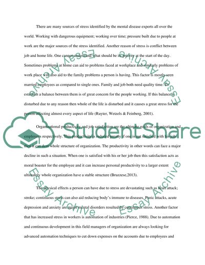 Stress and Productivity