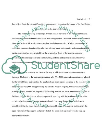 The Morale of the Real Estate Sales Associate in the Current Economy