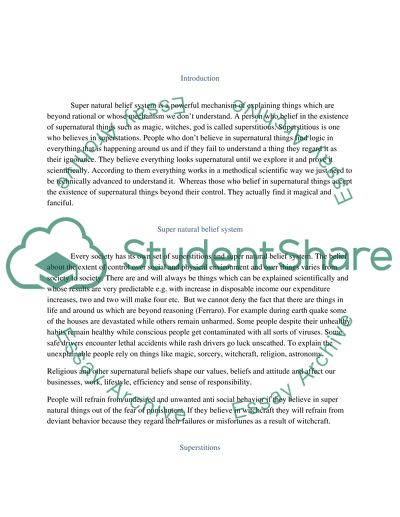 The Beliefs in the Supernatural