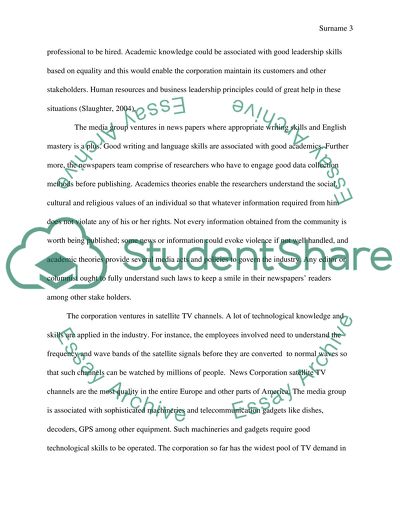 Academic Knowledge Theory and Good Business Management in the Success of News Corporation