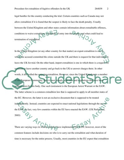 Procedure for Extradition of Fugitive Offenders in the UK