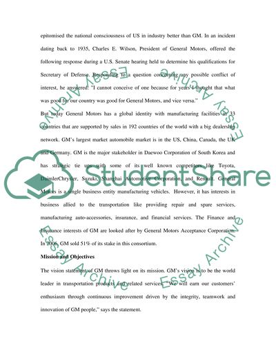 Analysis of General Motors Corporation