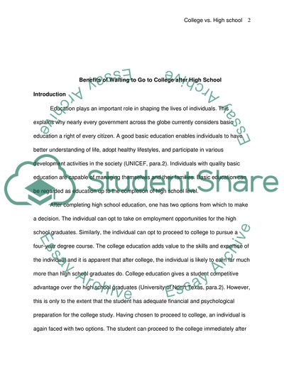 Benefits of Waiting to Go to College after High School