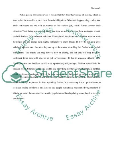 Causes and Effects of Unemployment on a Persons Life