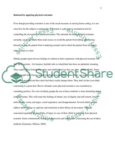 Nurses Attitudes towards the Use of Physical Restraints in the Elderly