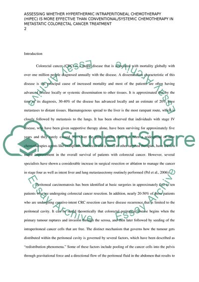Hyperthermic Intraperitoneal Chemotherapy and Systemic Chemotherapy in Metastatic Colorectal Cancer