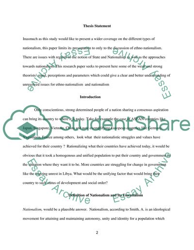 Theories of Nationalism Assignment Example | Topics and Well Written