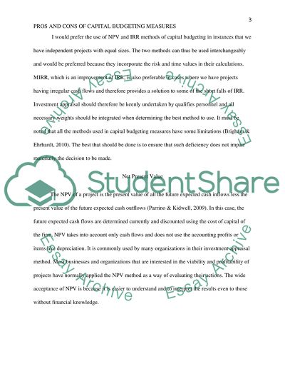 Capital Budgeting Measures