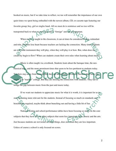 Music in Arts Education