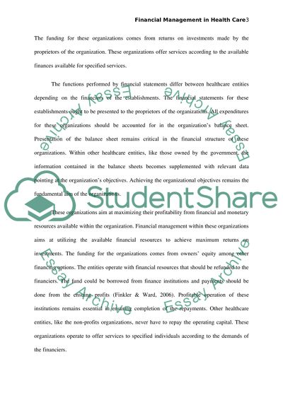 Financial Management in Health Care