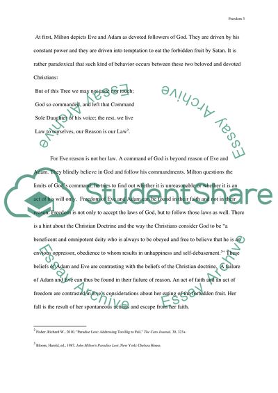 Freedom in Paradise Lost by Milton and Cain by Byron