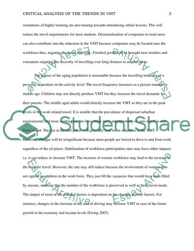 Critical Analysis of the Trends in Vehicle Miles Traveled (VMT) in the United States