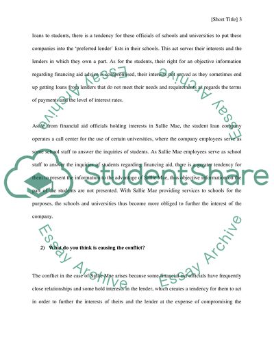 Managerial Economics - Agency Conflict within Sallie Mae/Freddie Mac