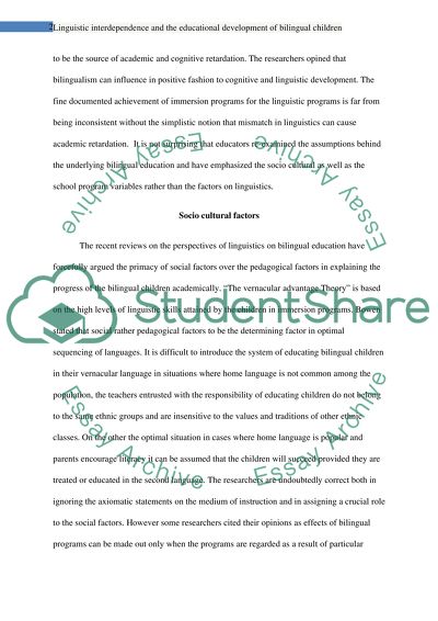 Linguistic interdependence and the educational development of bilingual children