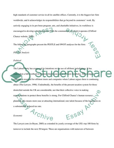 Human Resource Plans and Organisational Context: A Case of Clifford Chance
