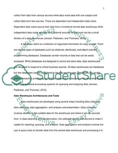 Data Warehouse, Data Mart and Business Intelligence