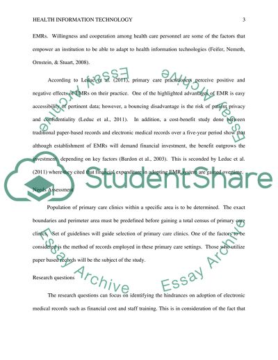 Health Information Technology: Electronic Medical Records System