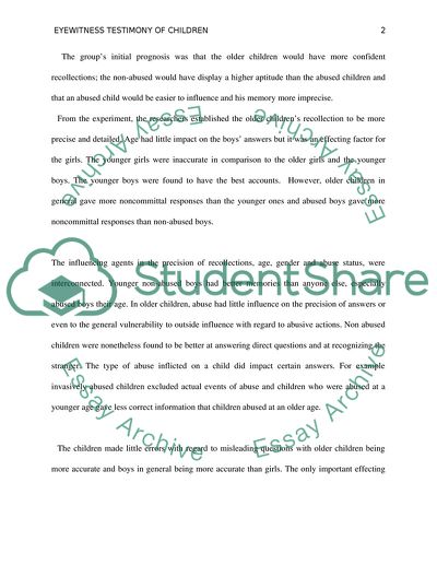 Eyewitness Testimony of Children