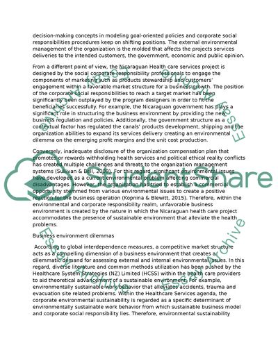 Sustainability Issues in Providing Healthcare Services at Nicaragua Canal Project