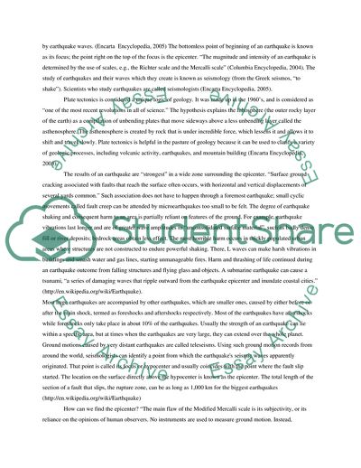 Earthquake as Catastrophic Phenomenon