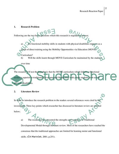 Effects of Functional Mobility Skills Training for Young Students with Physical Disabilities