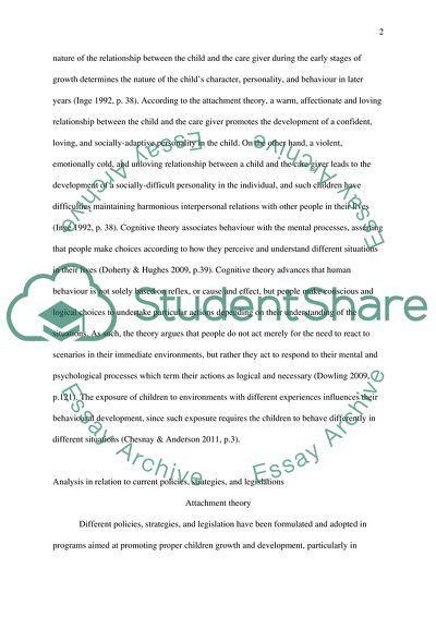 Attachment Theory and Cognitive Theory on Childrens Behaviour