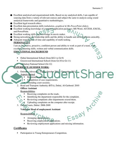 Application for the Post of a Legal Researcher