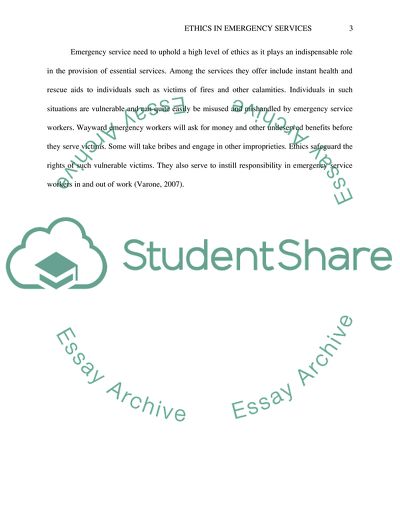 Ethics in Emergency Services