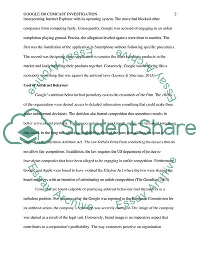 Google or Comcast Antitrust Investigation