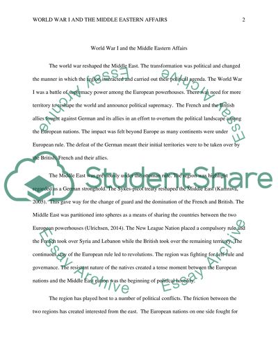 World War I and the Middle Eastern Affairs