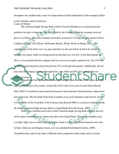 The Epidemic of Bank Failures