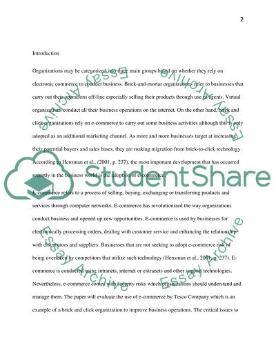 Use of E-Commerce in a Brick-and-Click Organization