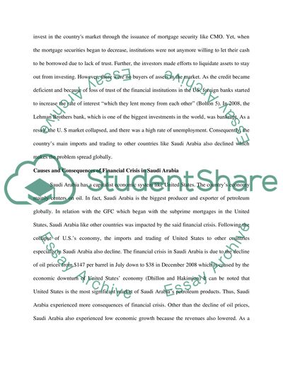 Global Financial Crisis: Causes, Consequences, and Responses in US and Saudi Arabia