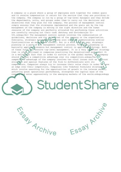 Management Control System at a Publicly Listed Company